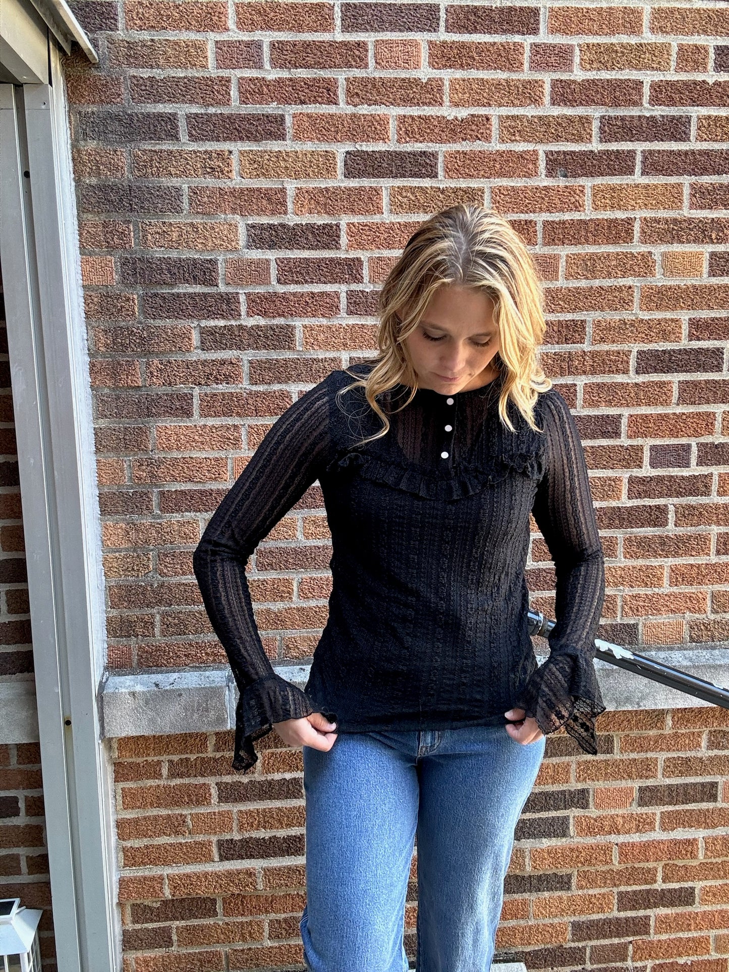 Stretch Lace Henley Top