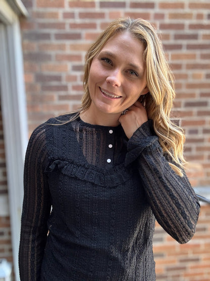 Stretch Lace Henley Top