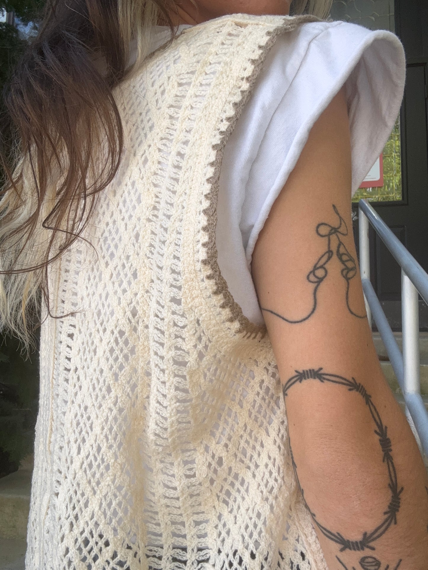 Floral Stitch Crochet Sweater Vest