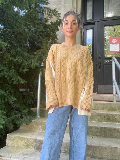 Cable Knit Color Block Sweater