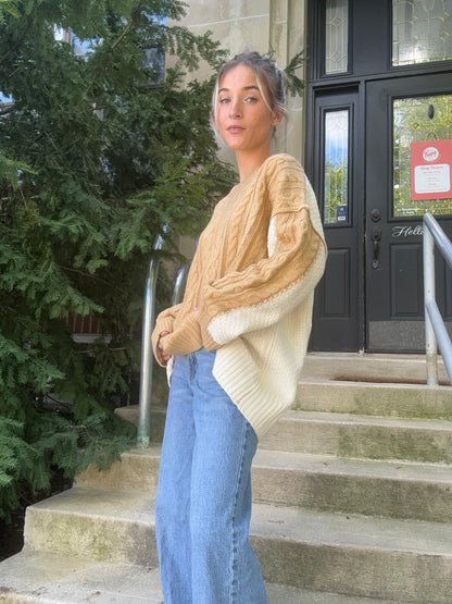 Cable Knit Color Block Sweater