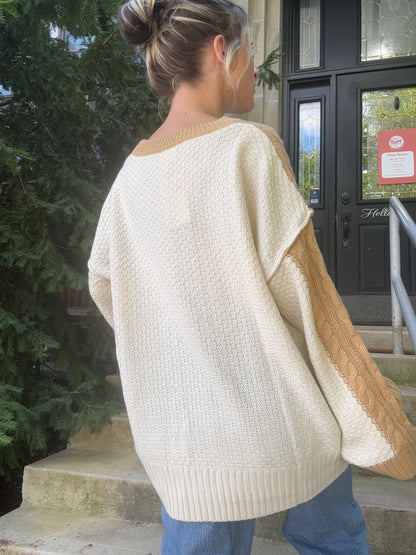 Cable Knit Color Block Sweater