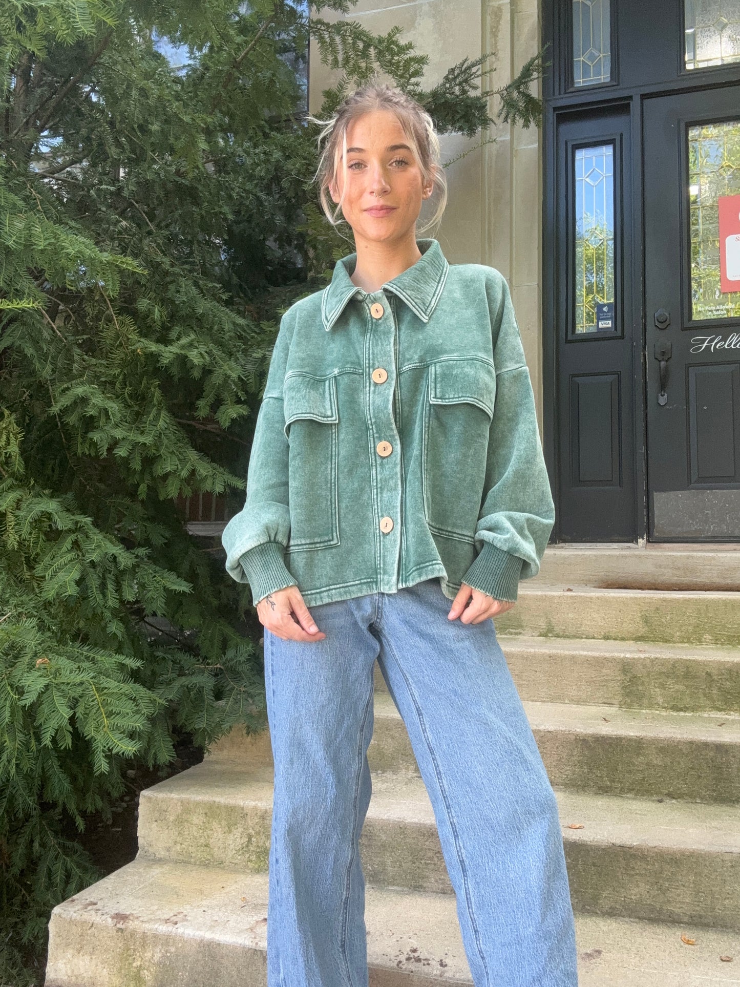 Acid Wash Fleece Sweatshirt