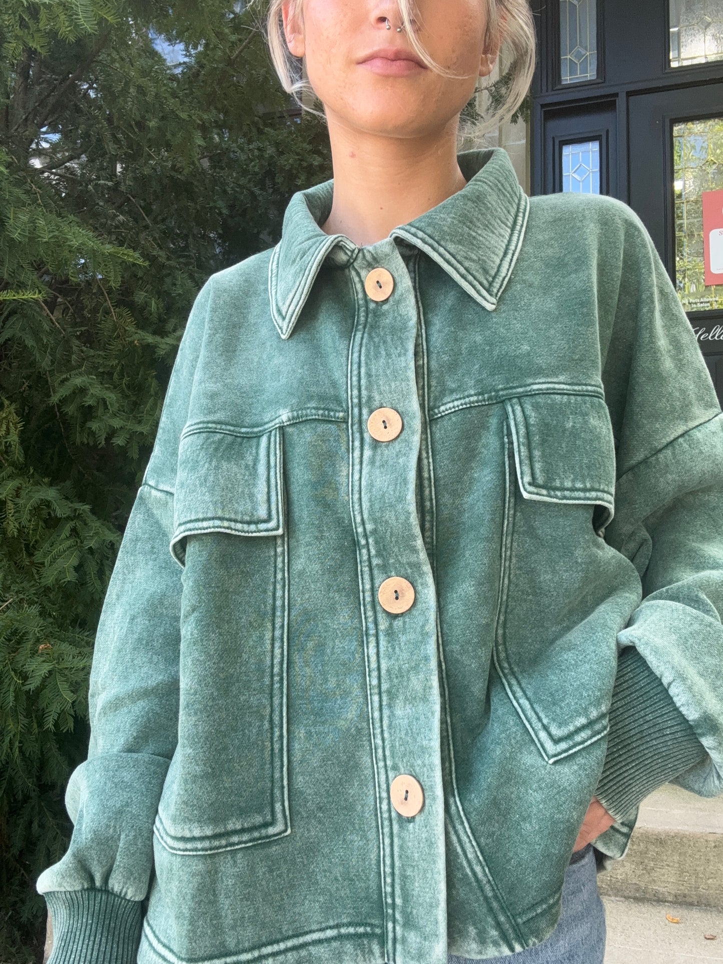 Acid Wash Fleece Sweatshirt