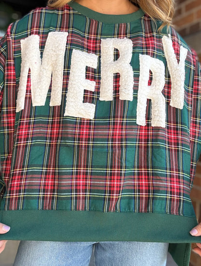 Merry Plaid Patch Sweatshirt
