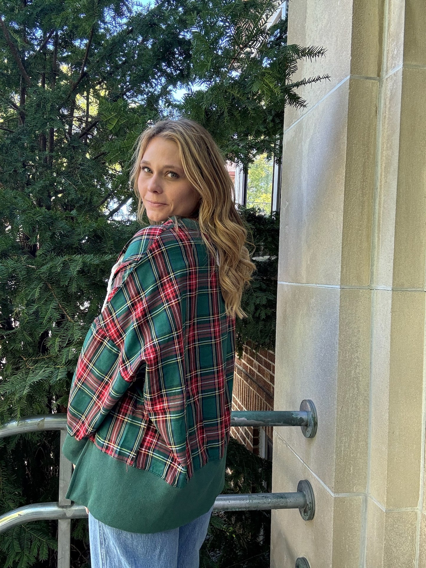 Merry Plaid Patch Sweatshirt