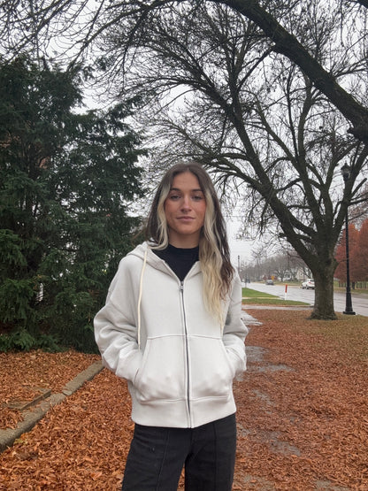 Fleece Crop-Zipped Hoodie