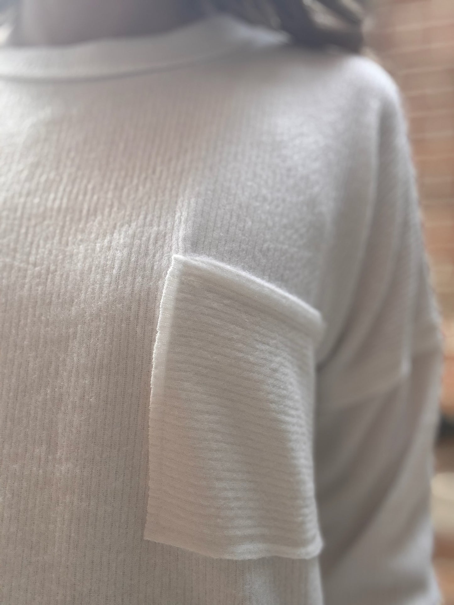 Brushed Ribbed Pocket Sweater
