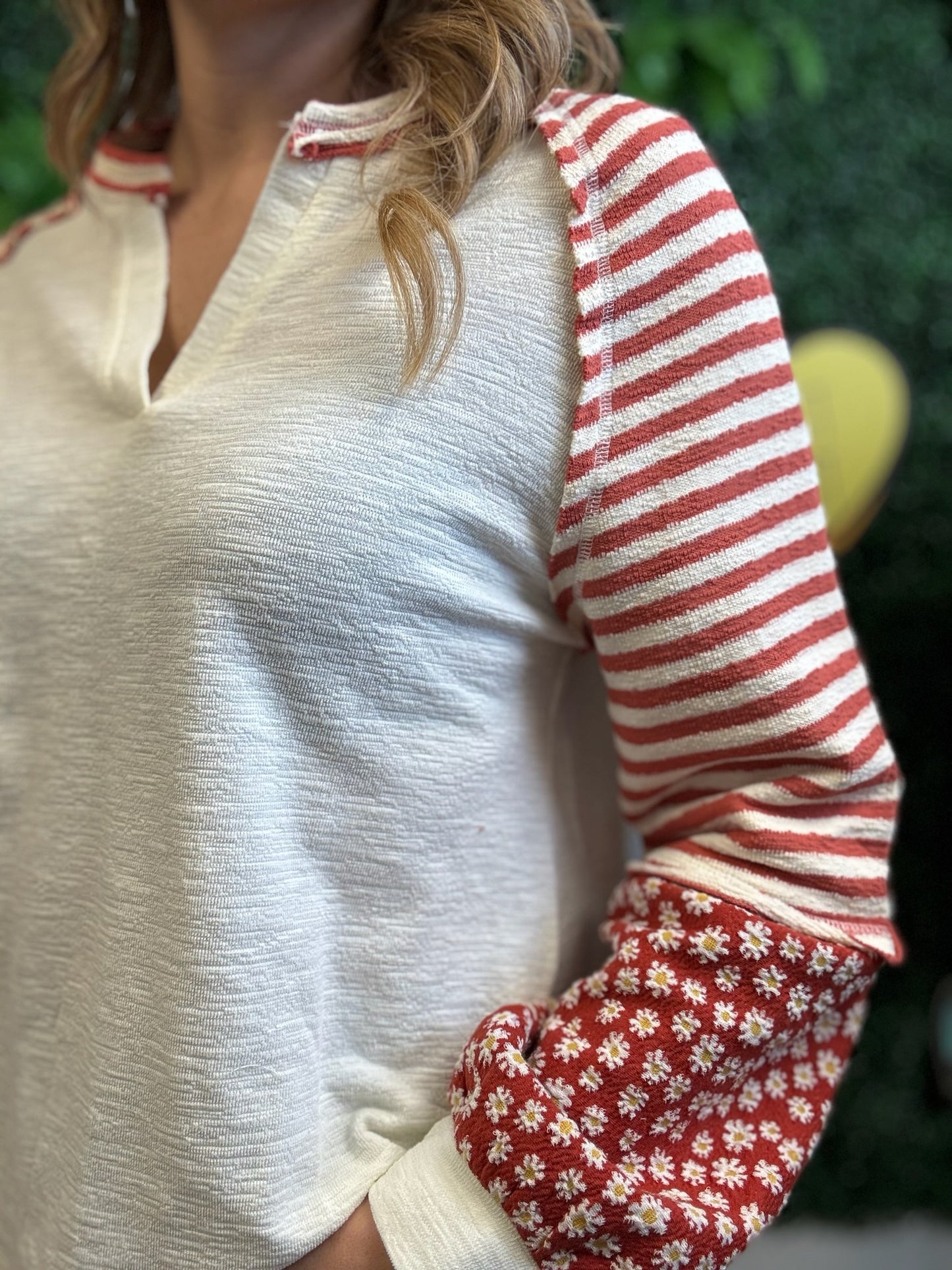 Floral & Stripe Knit Top