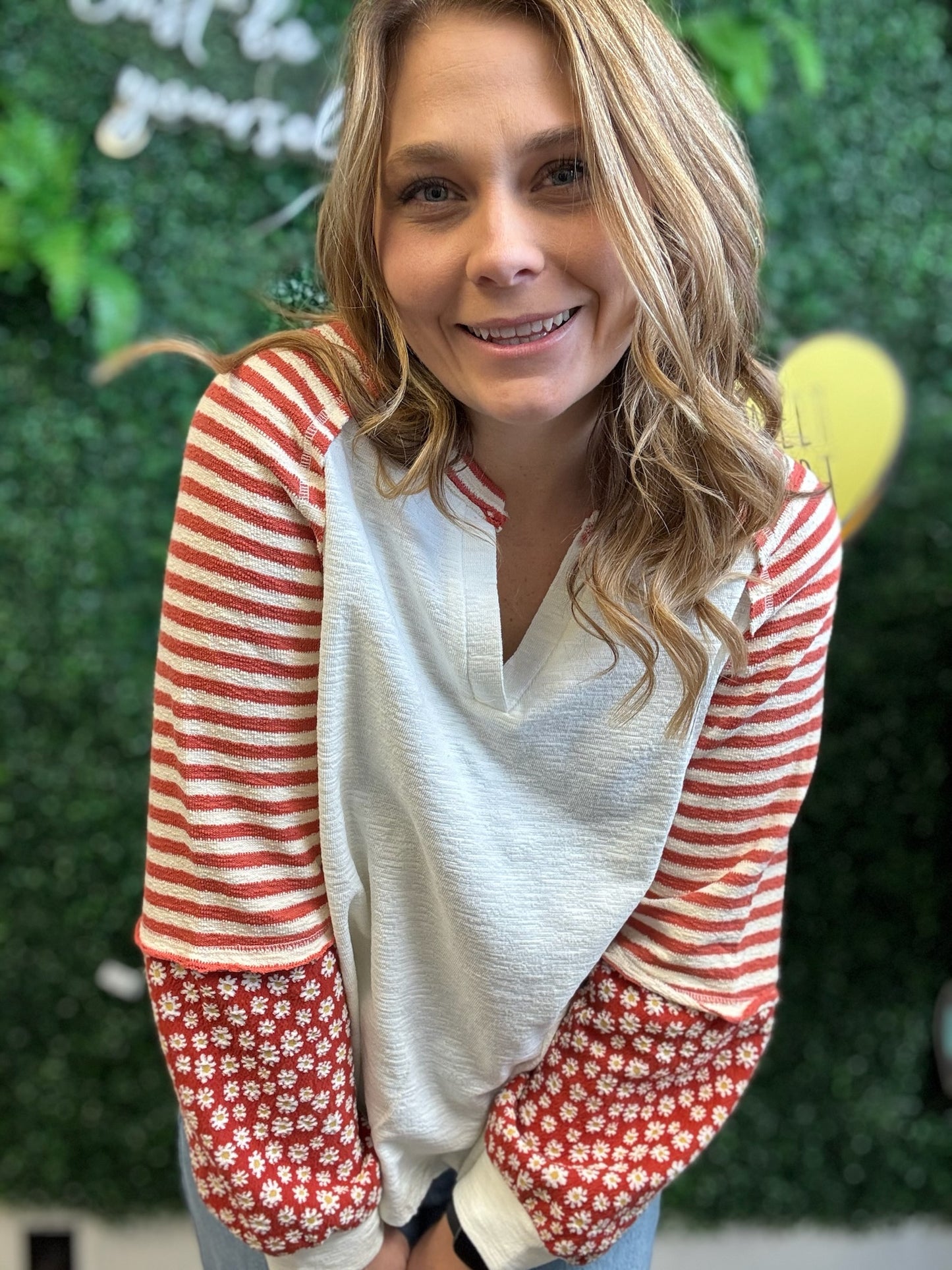 Floral & Stripe Knit Top