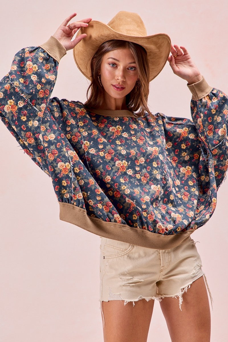 Floral Denim Top