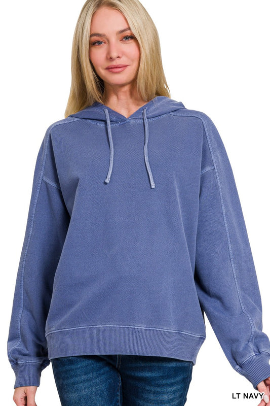 Washed Navy French Terry Hoodie