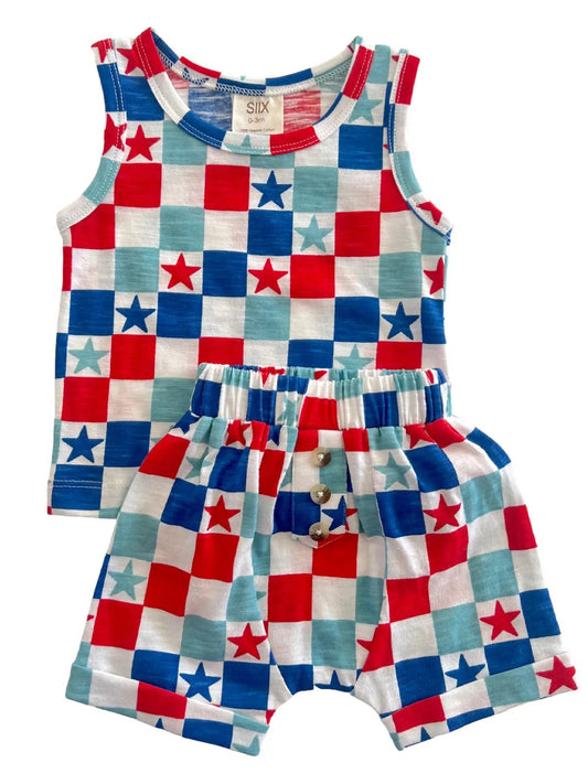 Red, White, & Blue Tank & Short Set