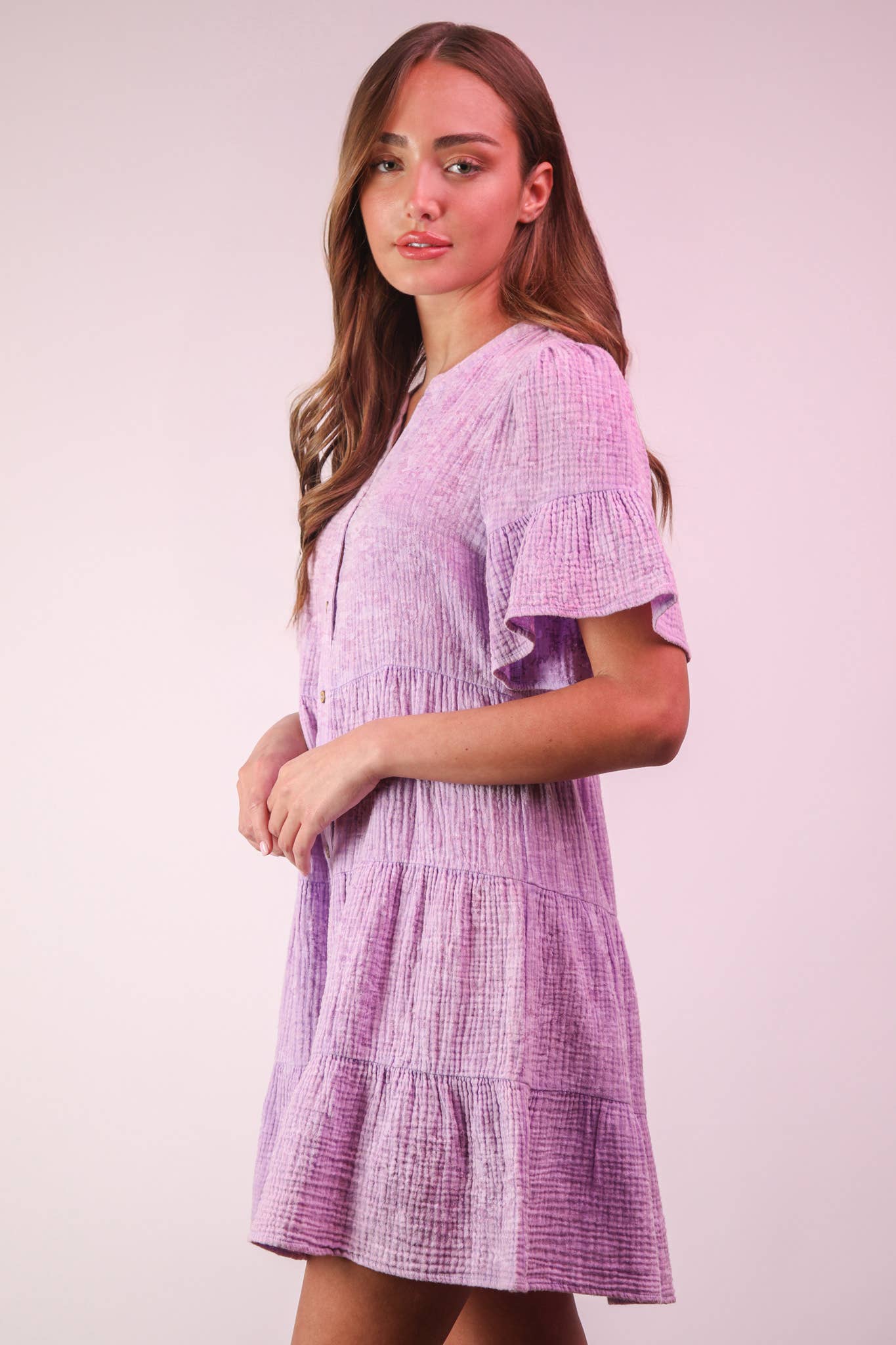 Bell Sleeve Woven Mini Dress