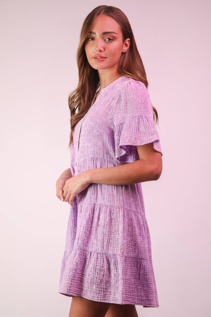 Bell Sleeve Woven Mini Dress