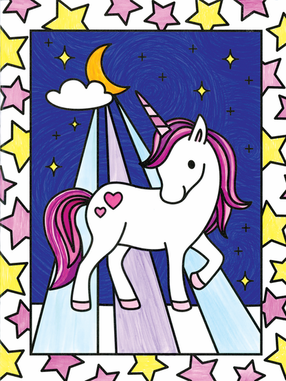 Unicorns Stained Glass Coloring