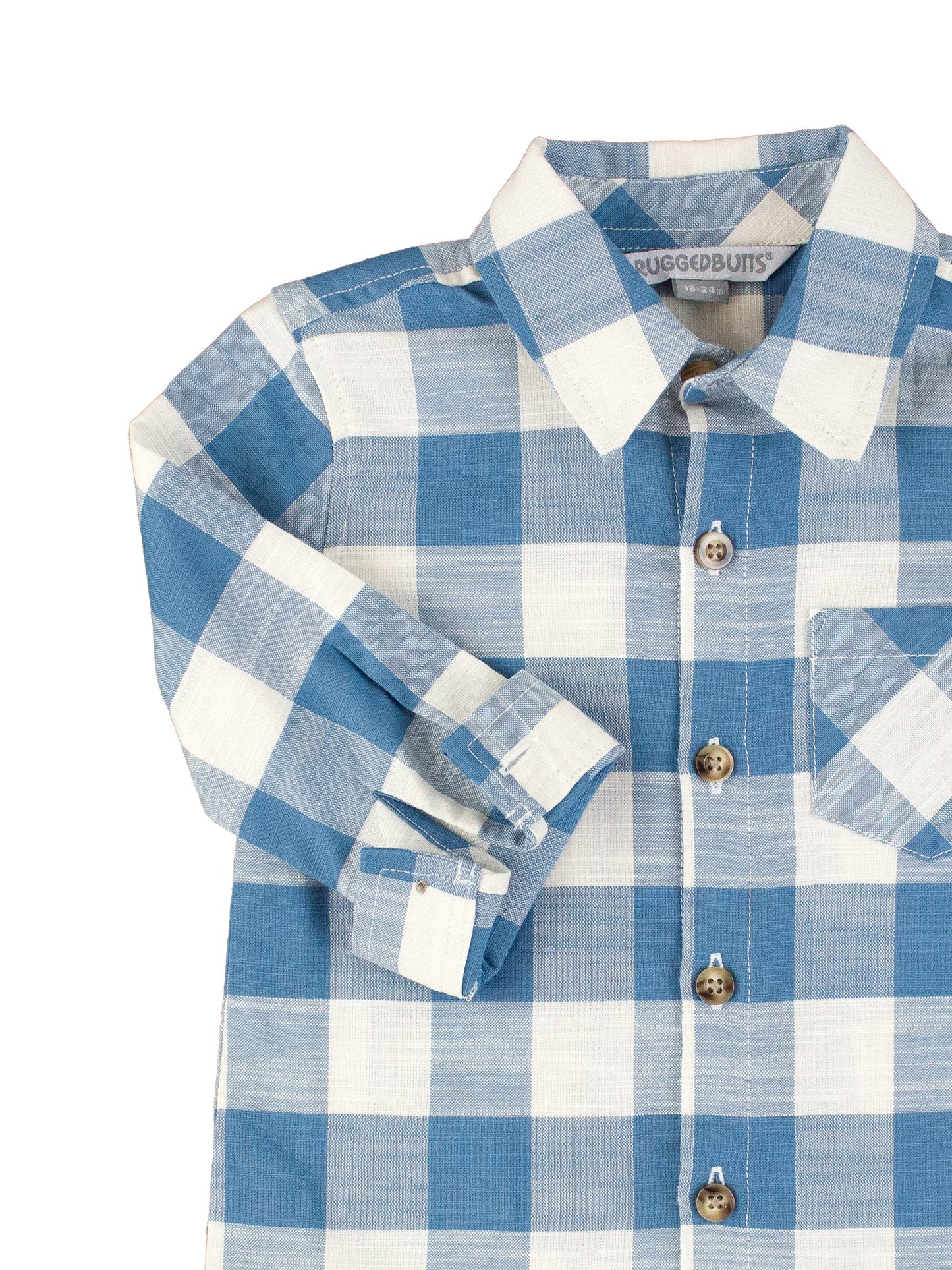 Countryside Blue Plaid Long Sleeve Button Down Shirt