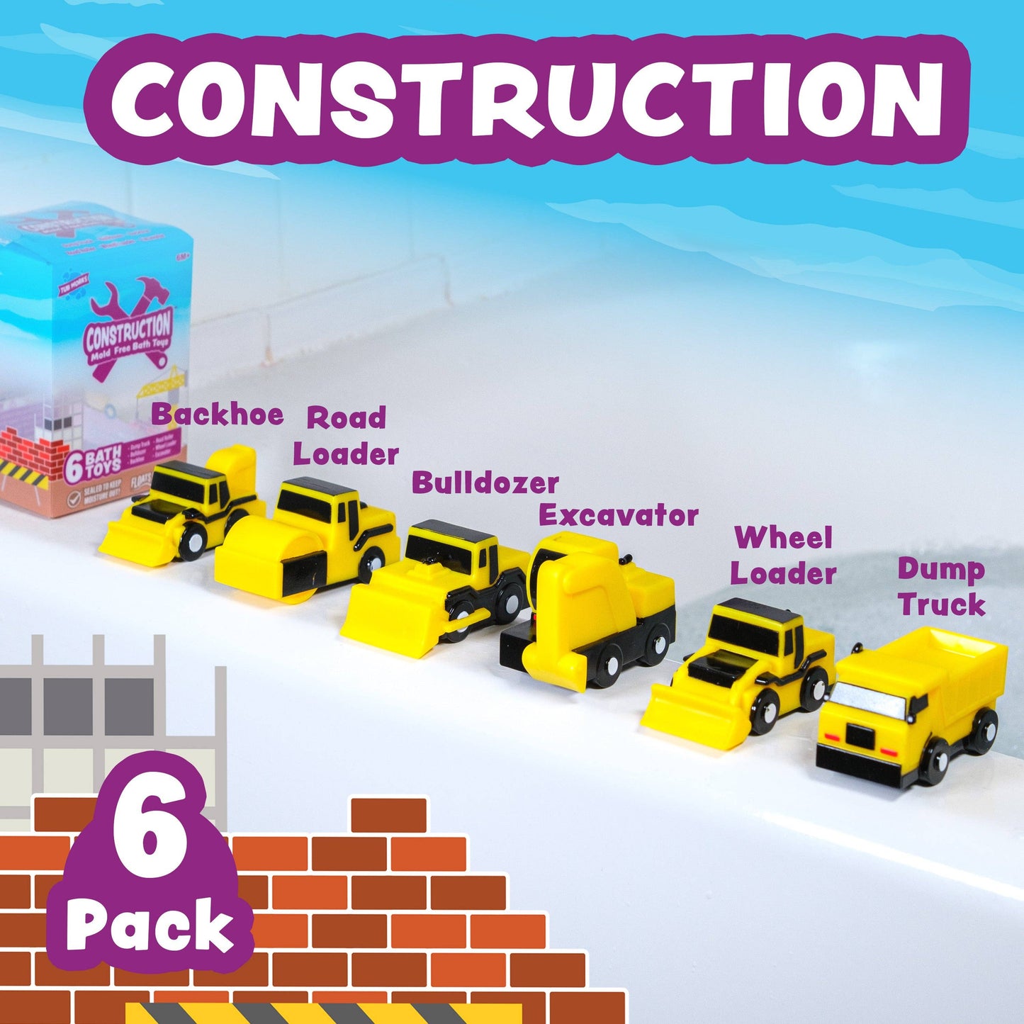 Construction Trucks Bath Toys