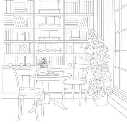 Cozy Bookshops: Colouring Book