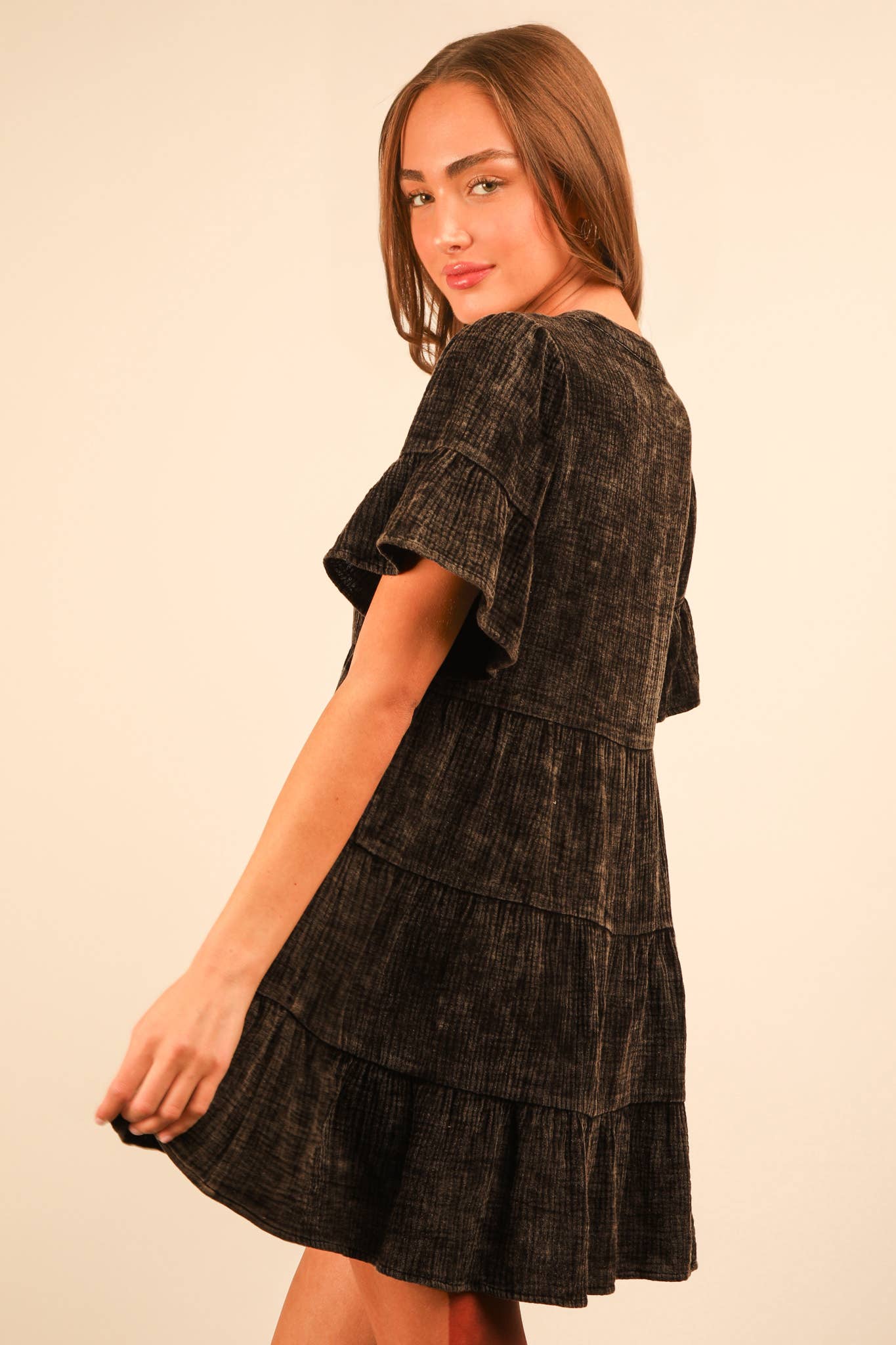 Bell Sleeve Woven Mini Dress