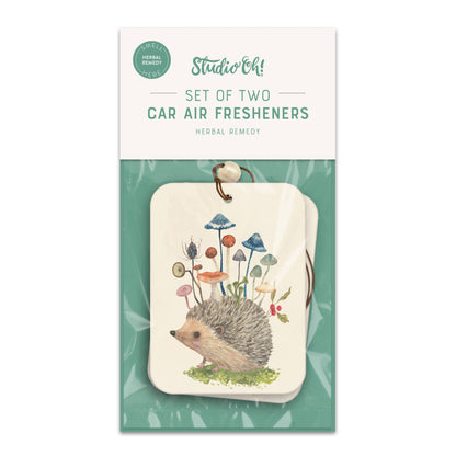 Hedgehog with Mushrooms Car Air Freshener