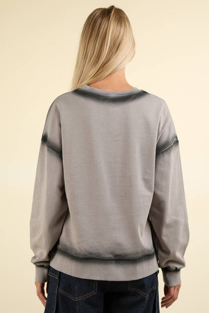 Contrast Spray Detail Oversized Sweat Shirt