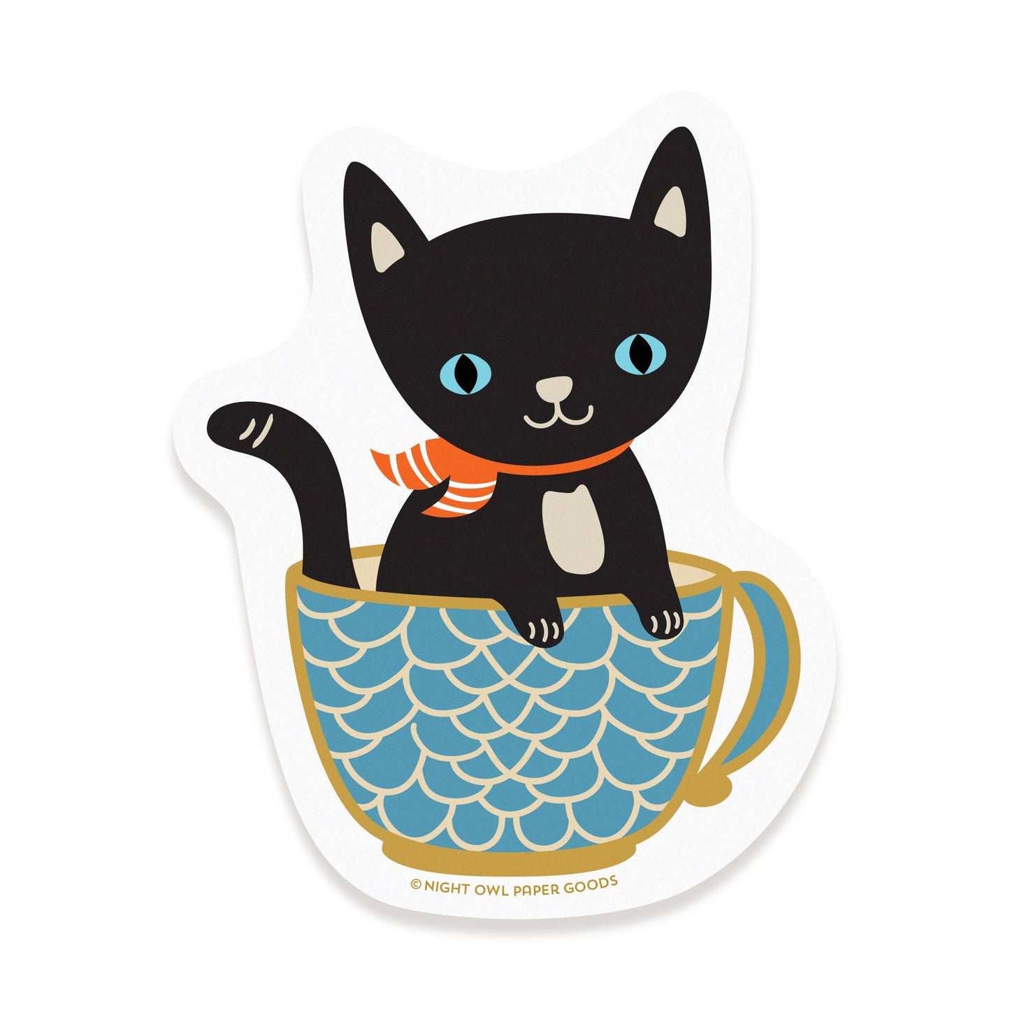 Purrrfect Day Black Cat Sticker Birthday Card