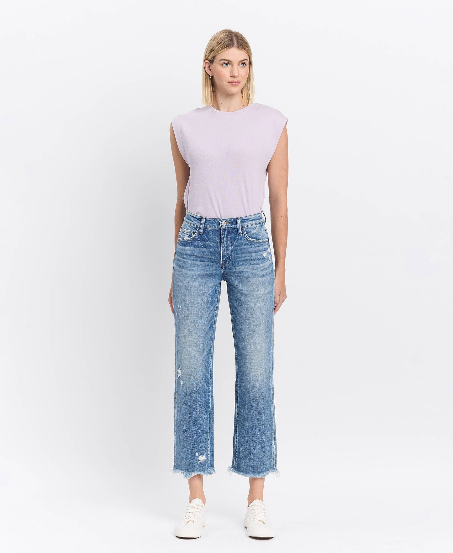 Victoria HIGH RISE FRAYED HEM STRAIGHT