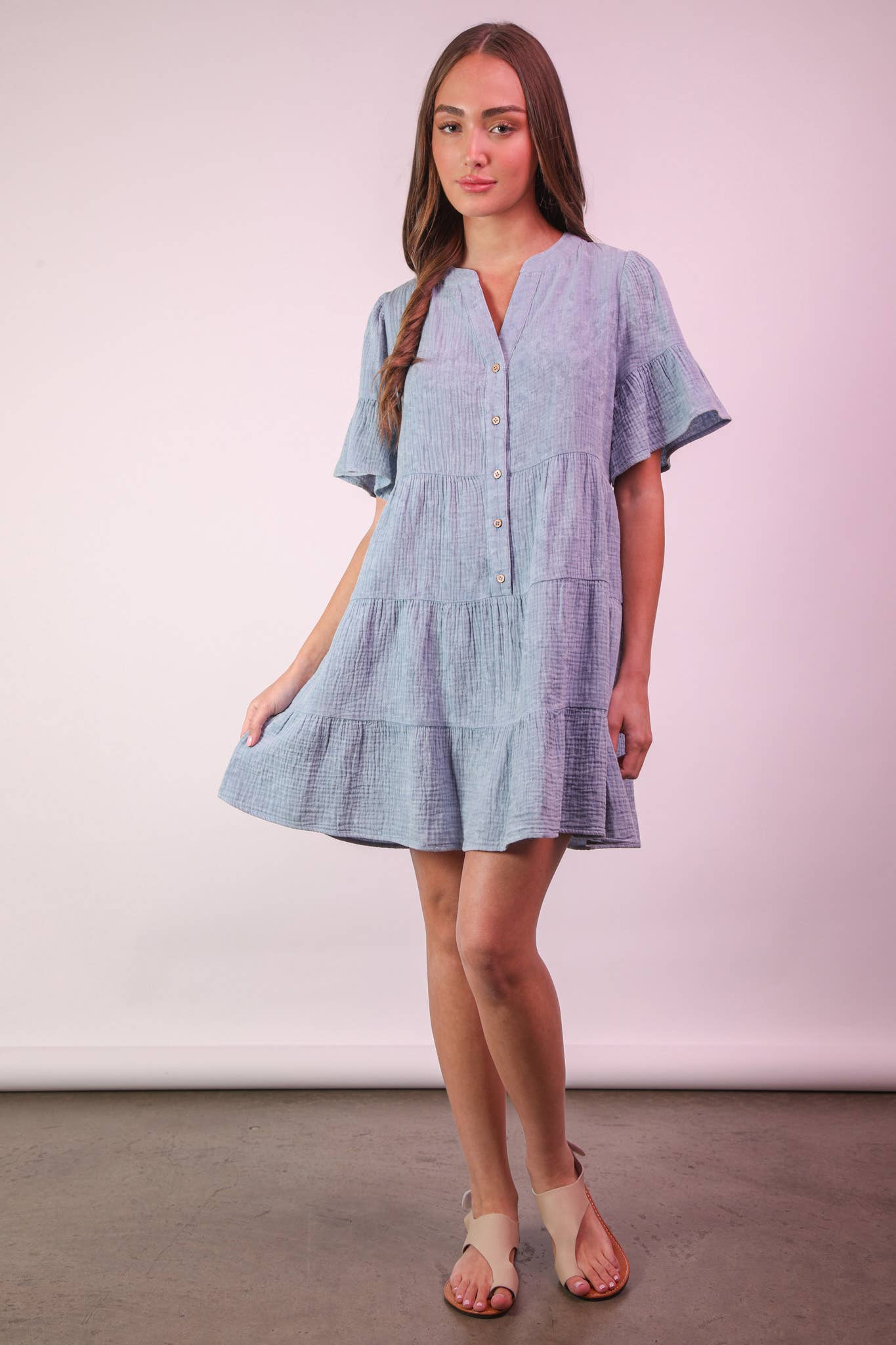 Bell Sleeve Woven Mini Dress