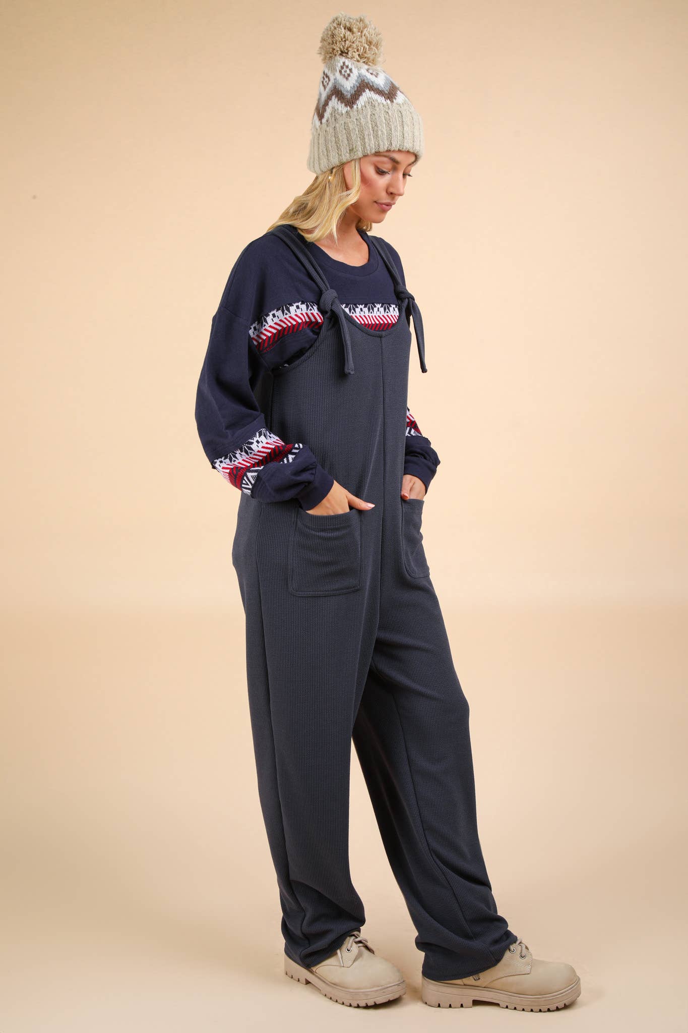 Knit Jumpsuit with Front Patch Pockets