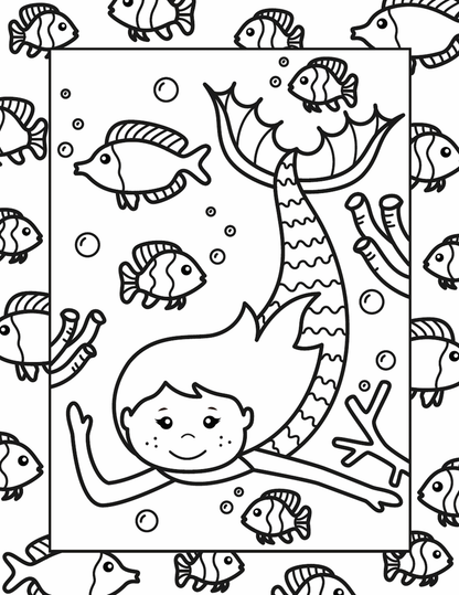 Mermaids Stained Glass Coloring