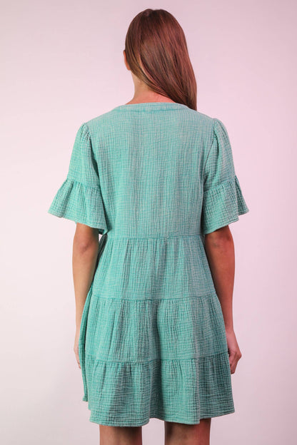 Bell Sleeve Woven Mini Dress