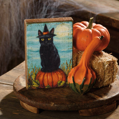 Black Cat Witch Block Sign
