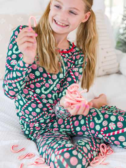 Playful Peppermint Bamboo Ruffle Pajama Set