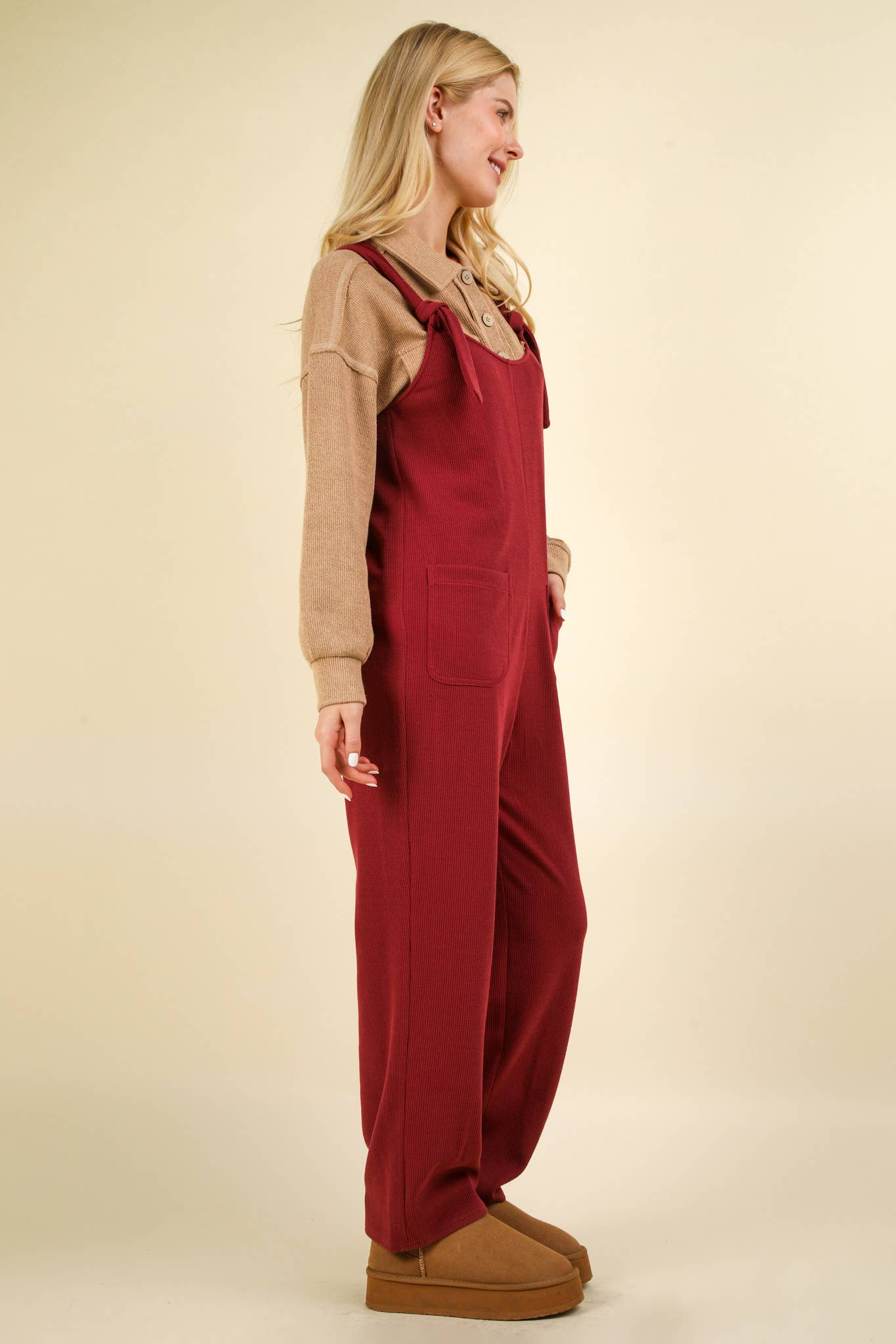 Knit Jumpsuit with Front Patch Pockets