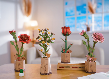 Red Carnation 3D Wooden Flower Puzzle