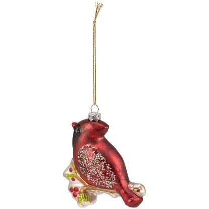 Glass Winter Cardinal Ornament