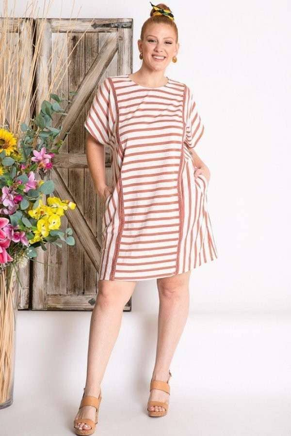 PL STRIPED DOLMAN DRESS