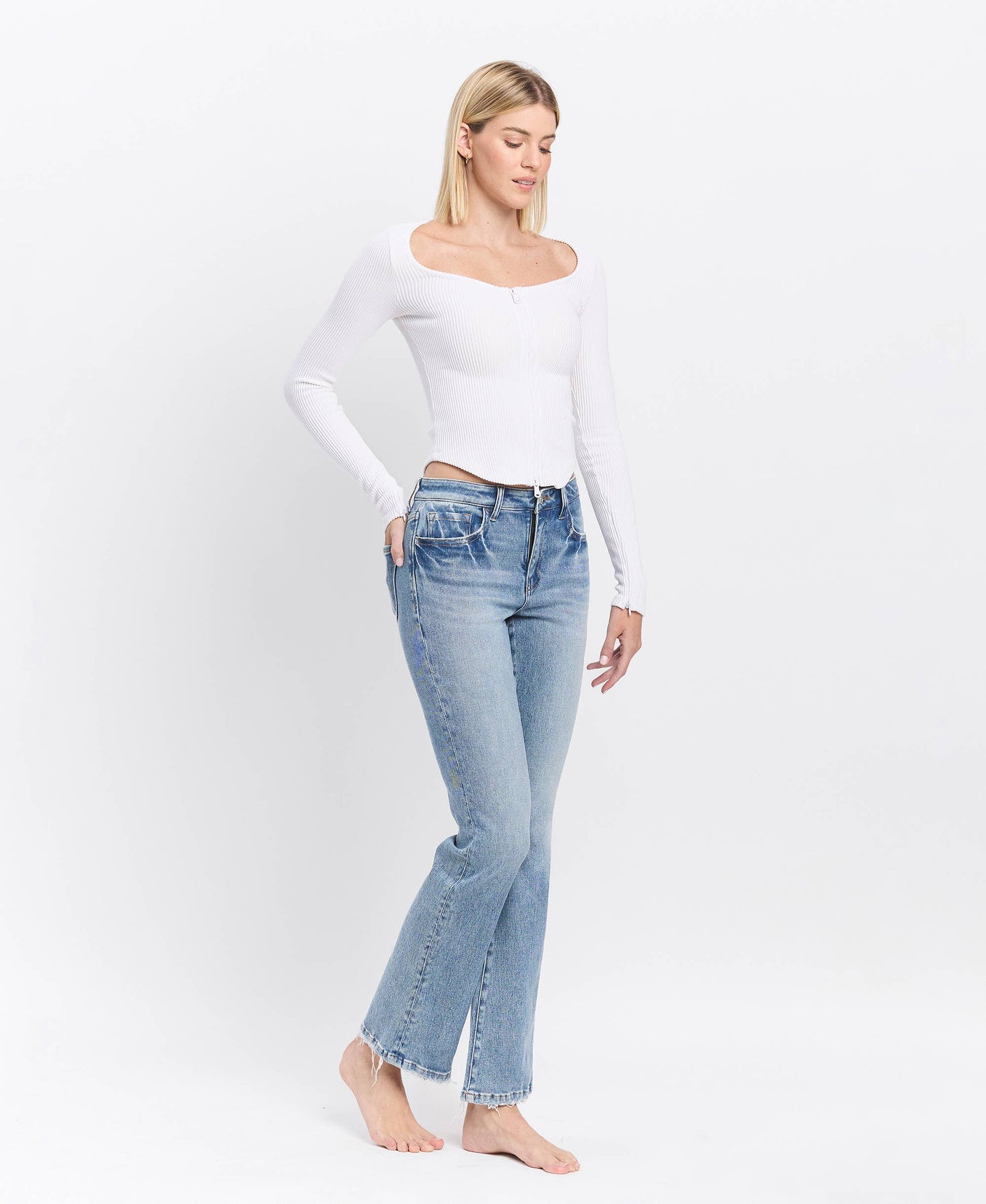 Glamour HIGH RISE FULL LENGTH BOOTCUT JEANS T6573