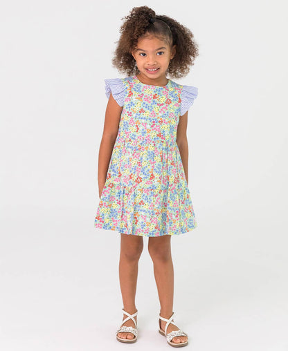 Petaling Around Flutter Sleeve Tiered Dress