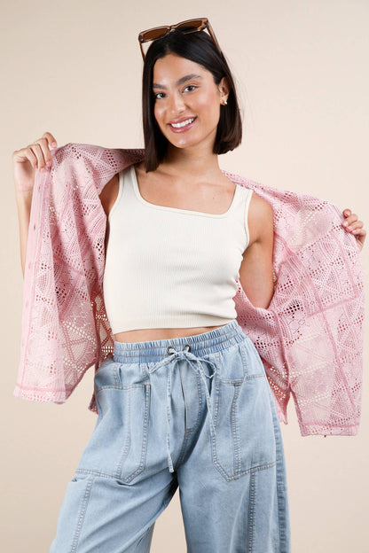 PL Crochet Button Down Shirt Top