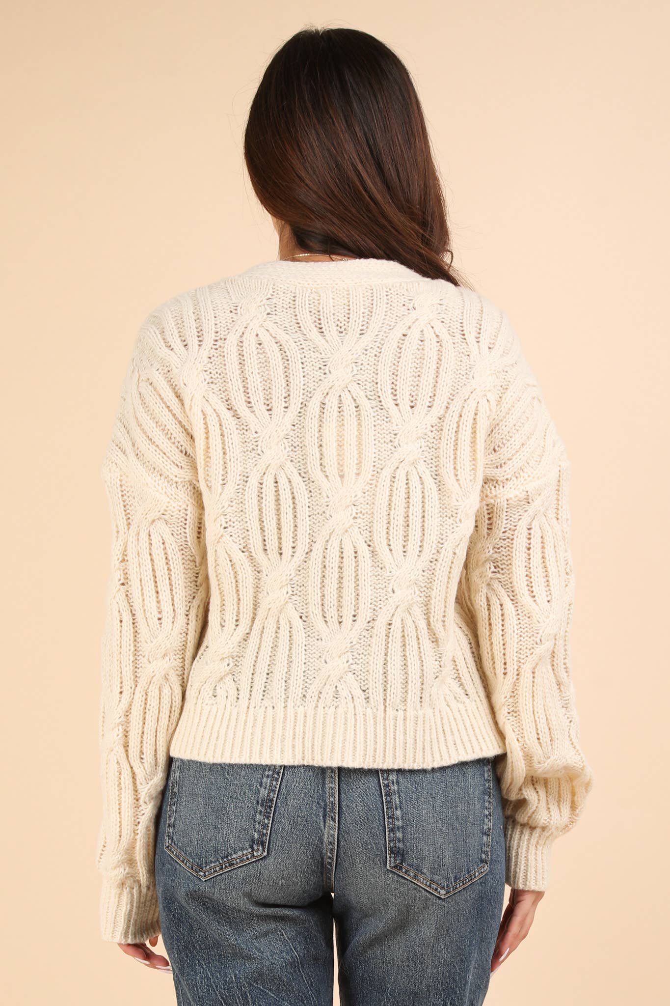 Flower Applique Knit Sweater Cardigan