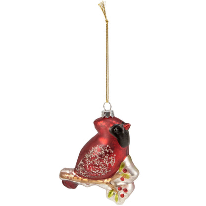 Glass Winter Cardinal Ornament