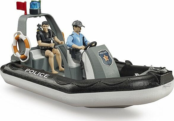 bworld Police boat with rotating beacon light, 2 figures and accessories