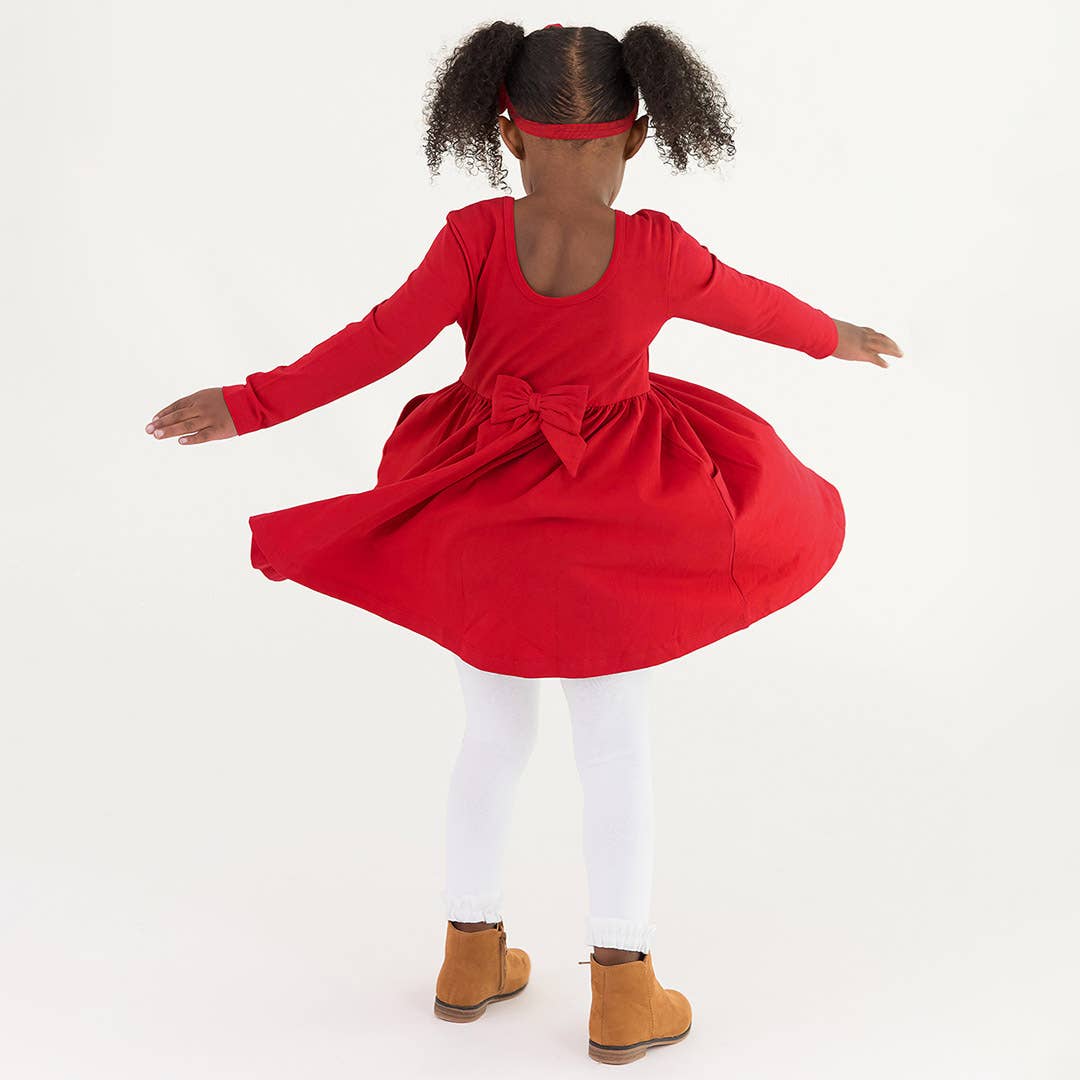 Red Knit Twirl Dress