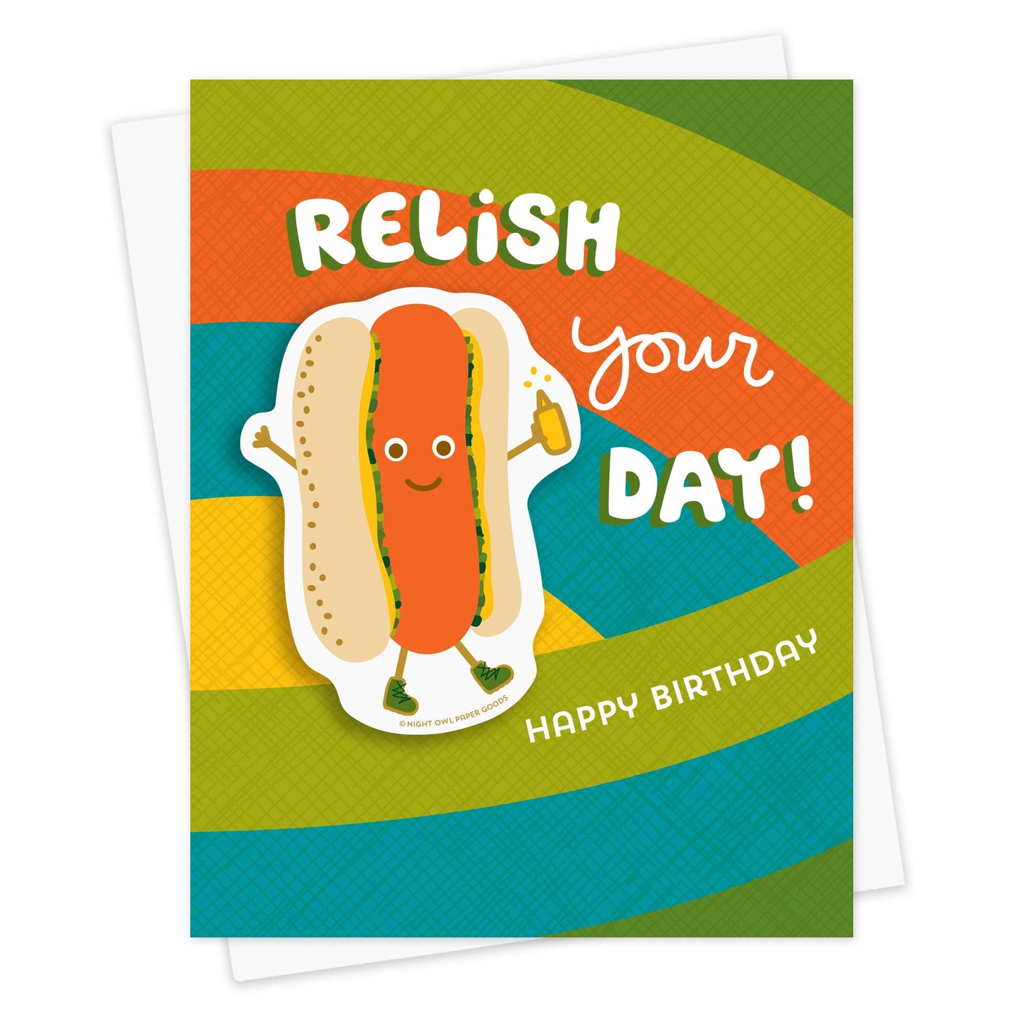 Relish Your Day! Hot Dog Sticker Birthday Card