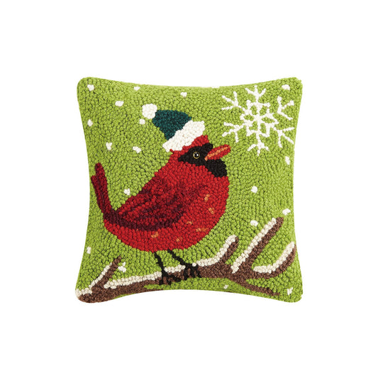 Cardinal With Snowflake Hook Pillow - Christmas