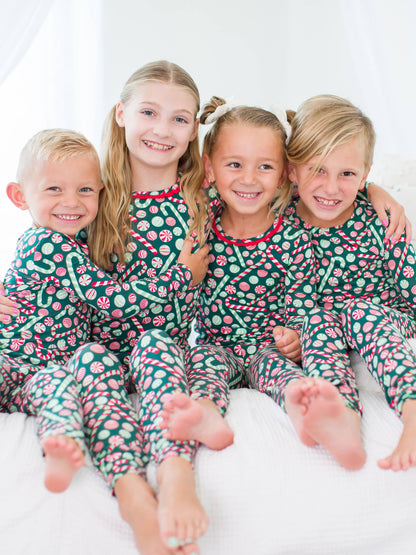 Playful Peppermint Bamboo Ruffle Pajama Set