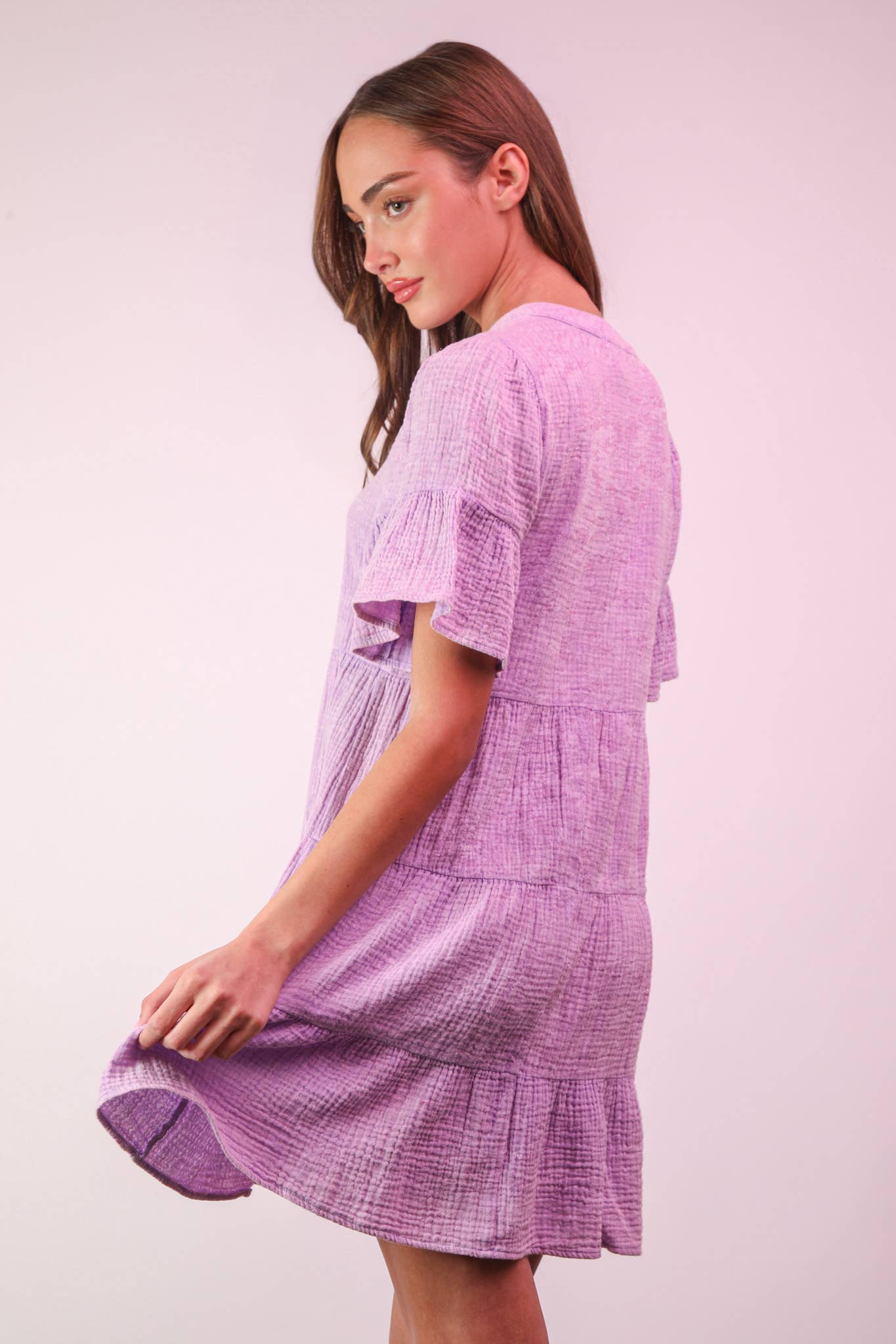 Bell Sleeve Woven Mini Dress