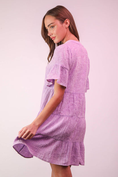 Bell Sleeve Woven Mini Dress